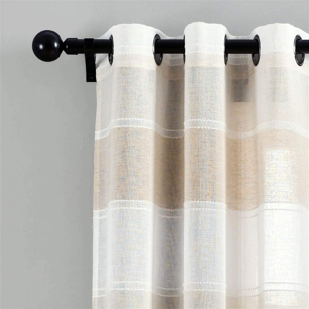 Lush Decor Beige Striped Sheer Curtains - 84