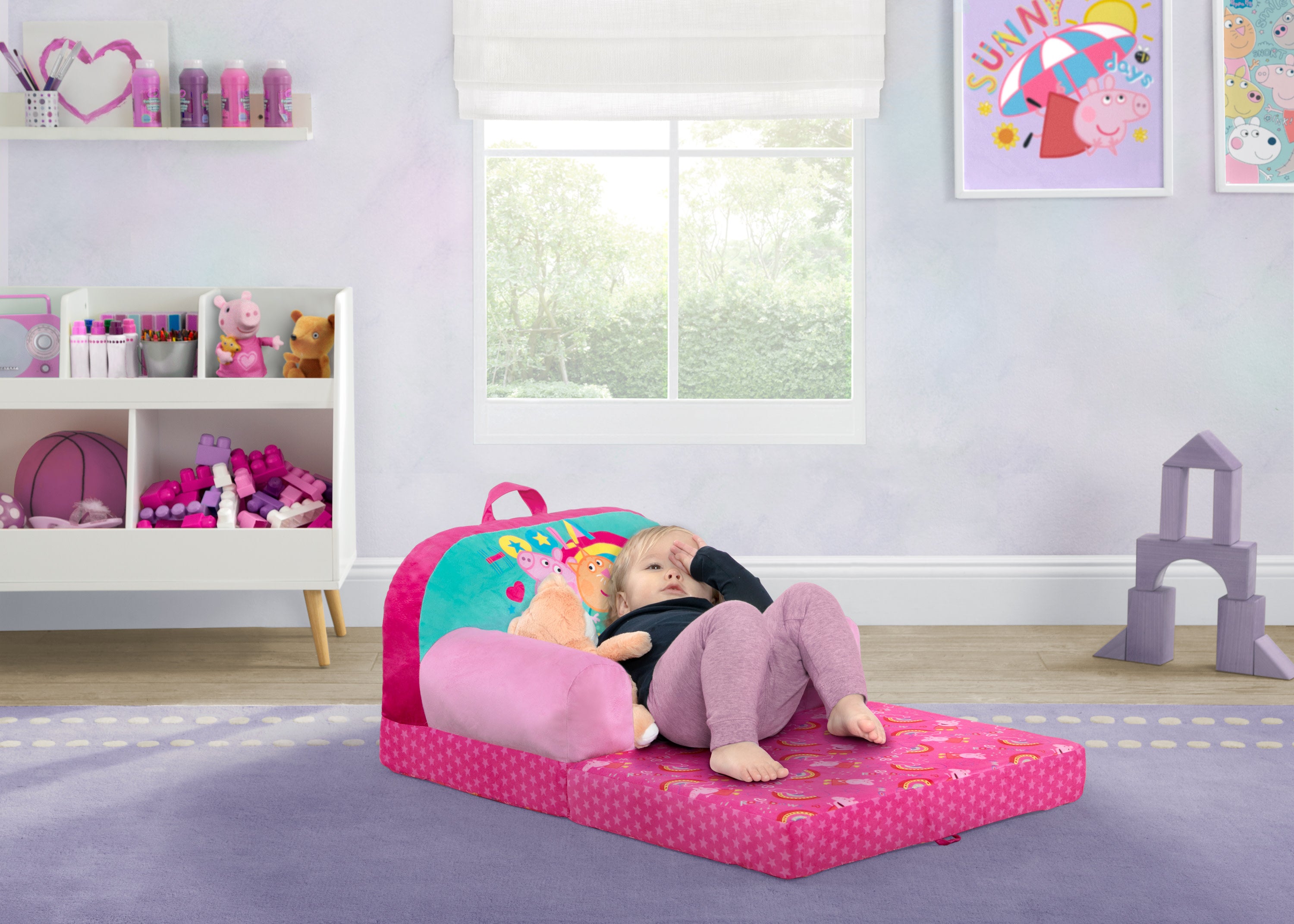 Peppa Pig Cozee Buddy Flip Out Chair - Soft Plush Kids Chair for Playroom, Bedroom & Travel - Perfect for Toddlers & Preschoolers