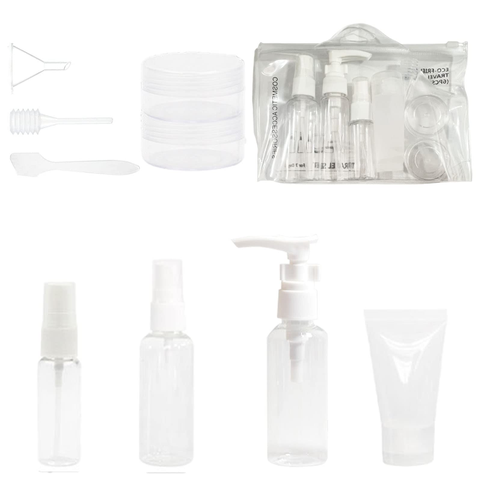 6Pcs Leak Proof Refillable Travel Bottle Set - Squeezable Toiletry Containers for Shampoo, Conditioner & Cosmetics | TSA Approved Travel Accessories with Transparent Carry Bag | Perfect for Vacation, Gym & Business Trips