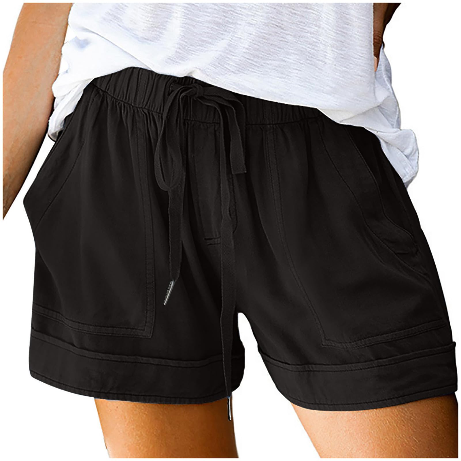 Women's Linen Wide Leg Shorts - Flowy Beach Capri Shorts with Drawstring for Summer | Comfortable & Breathable Linen Shorts for Casual Wear, Vacation, and Outdoor Activities