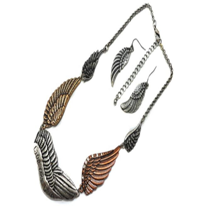 ANGLE WINGS NECKLACE SET - Sterling Silver Wing Pendant Jewelry for Women - Perfect for Gift Giving, Valentine's Day & Special Occasions
