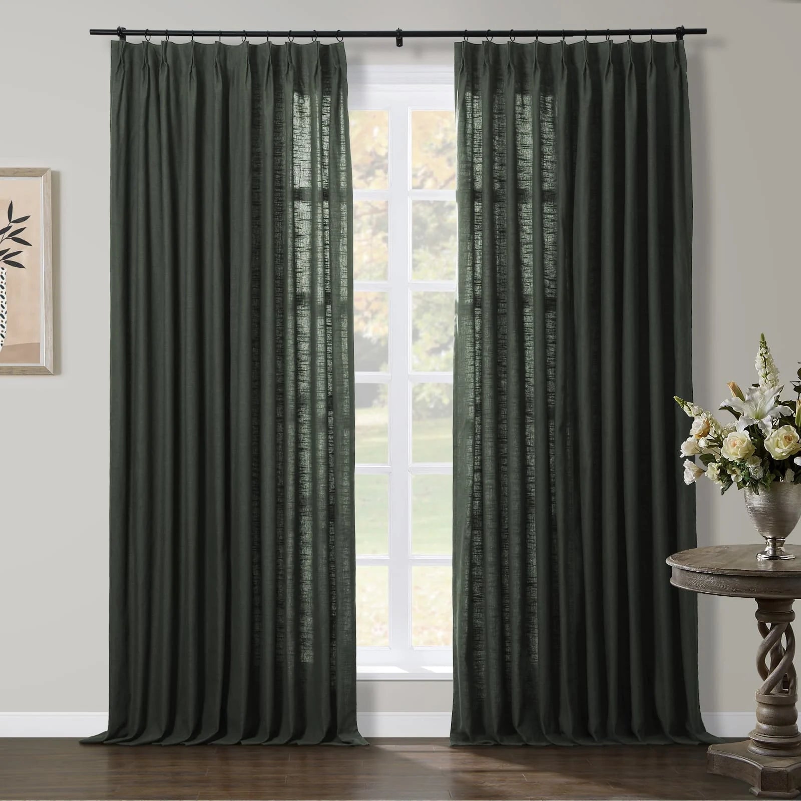 Luxury Linen Cotton Pleated Curtains - Blackout Drapes for Living Room & Bedroom - Elegant Home Decor Window Treatments
