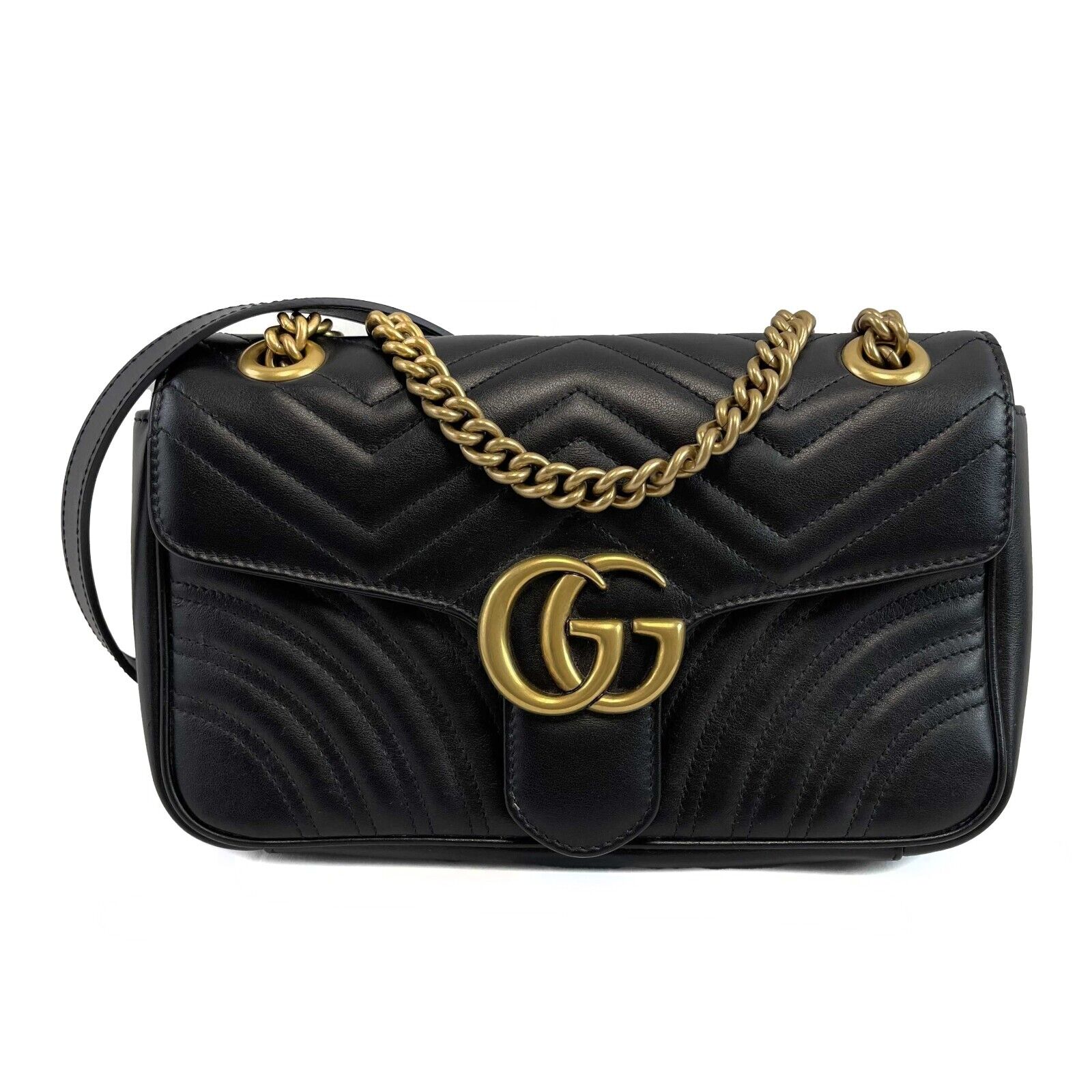 Gucci GG Marmont Small Flap Bag - Black Leather Crossbody Purse for Women | Perfect for Date Night, Work & Travel