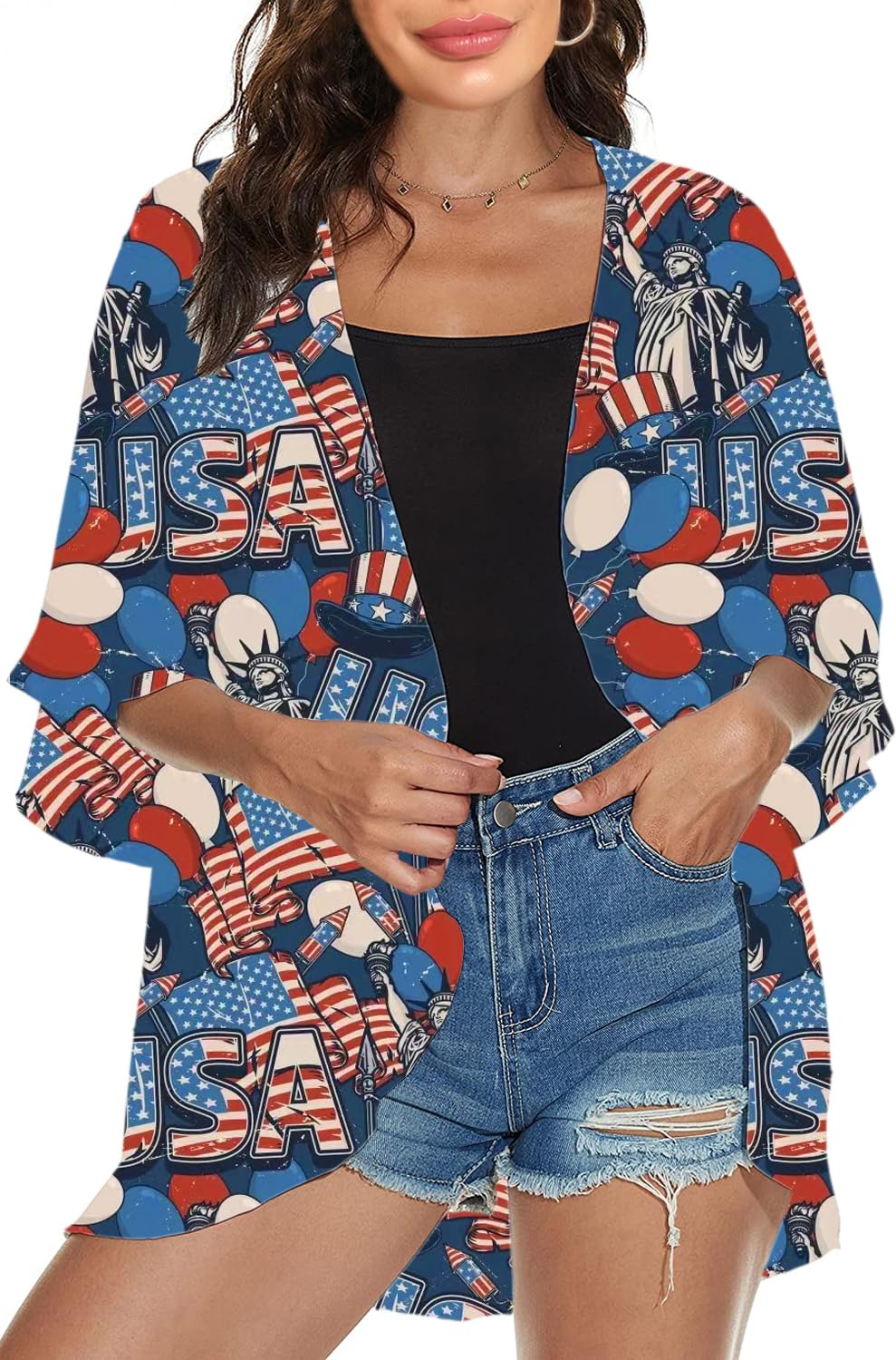 Women's Lightweight Beach Kimono Cardigan - Floral Holiday Cover Up Casual Tops for Summer Vacation, Poolside, and Boho Outfits