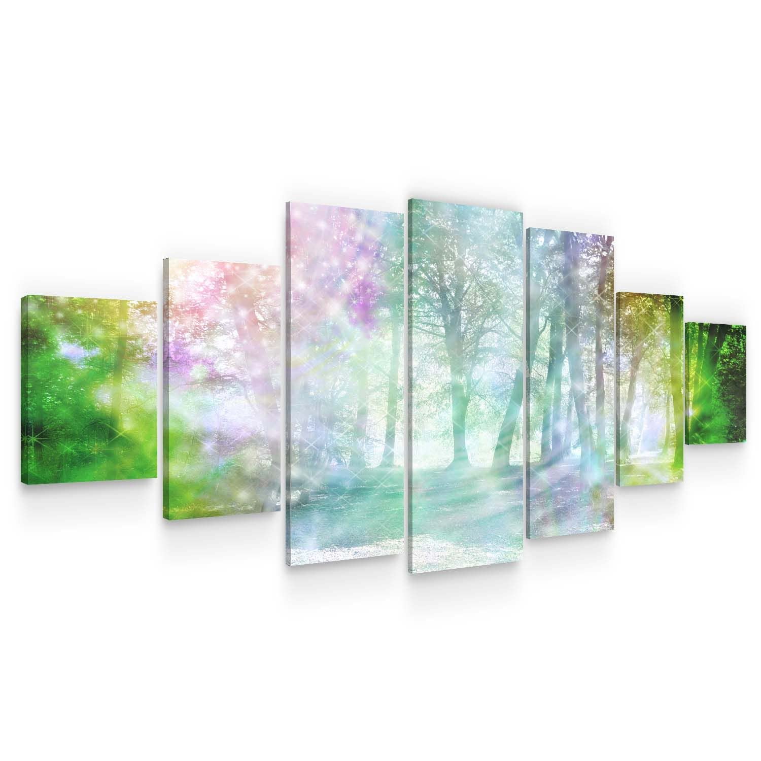 Startonight Large Abstract Forest Canvas Wall Art - Framed Set of 7 Panels 40x95 Inches for Living Room, Bedroom & Office Decor
