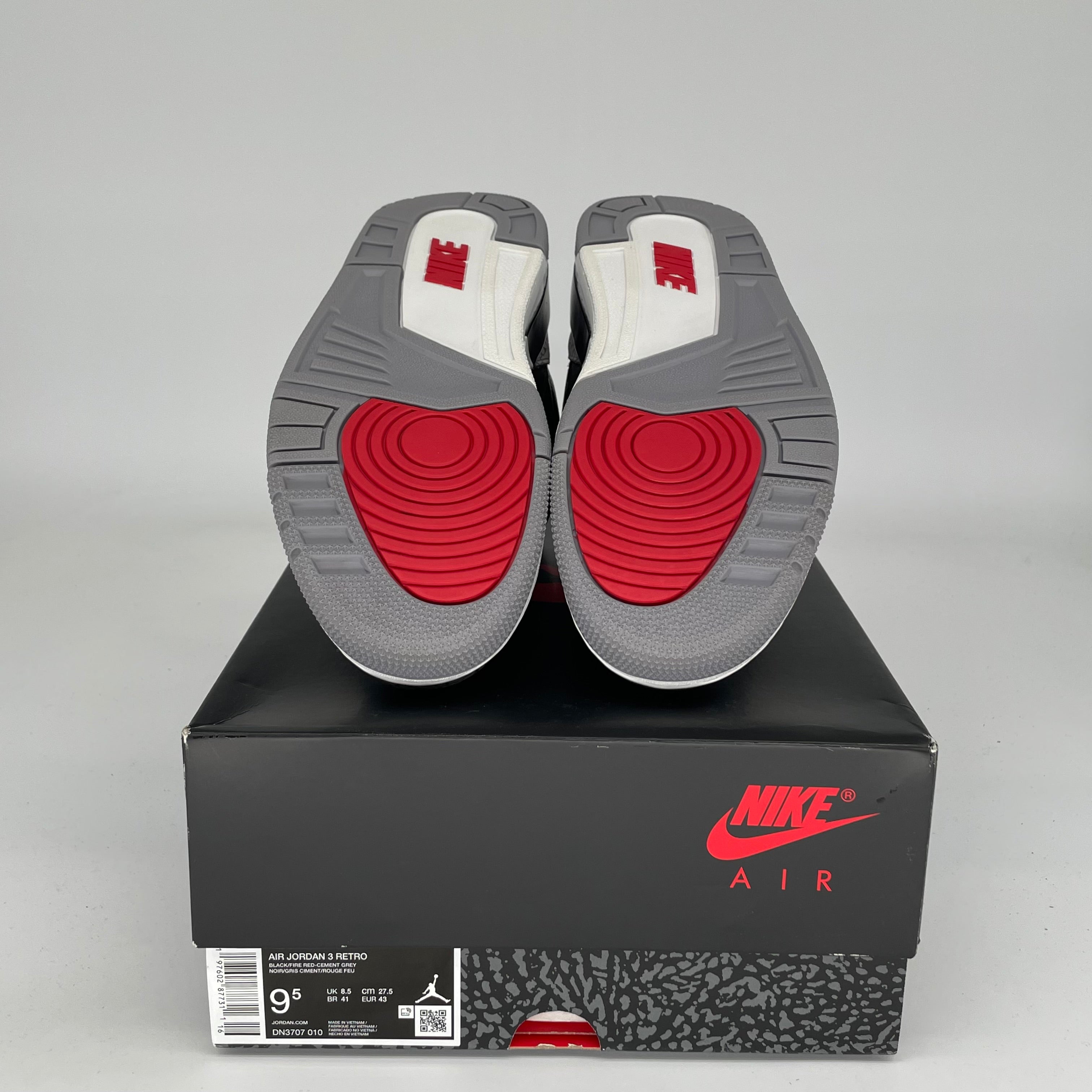 AIR JORDAN 3 Retro Black Cement Men's Basketball Shoes Size 9.5 - DN3707-010 | Authentic Sneakers for Streetwear, Casual & Sports Performance