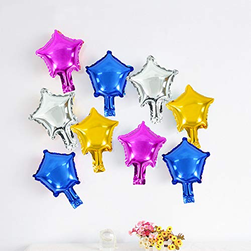 100 Pcs 5 Inch Rose Red Star Shaped Foil Balloons - Mylar Party Balloons for Baby Shower, Gender Reveal, Wedding, Birthday & Engagement Decorations - Perfect for Indoor & Outdoor Party Decor (Rose Red)