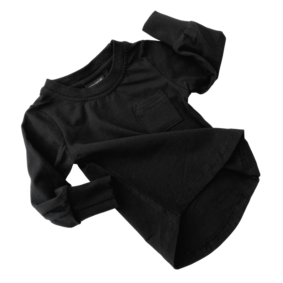 Men's Long Sleeve Pocket T-Shirt - Soft Cotton Casual Shirt for Everyday Wear (Black) | Perfect for Work, Travel & Outdoor Activities