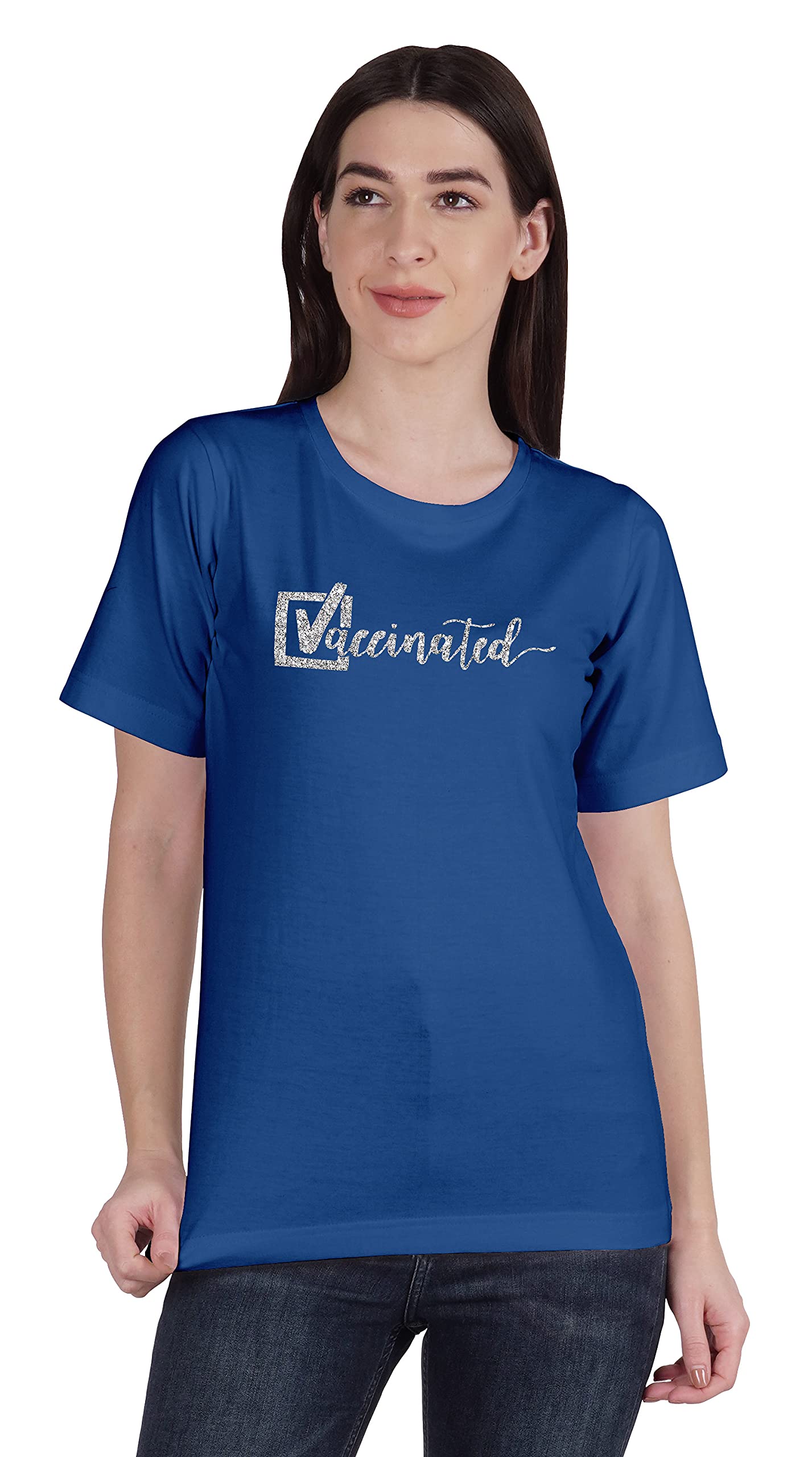 Vaccinated Pro Vaccine Cotton Crew Neck T-Shirt for Women - Soft & Comfortable Tee for Everyday Wear, Casual Outfits & Supportive Messaging
