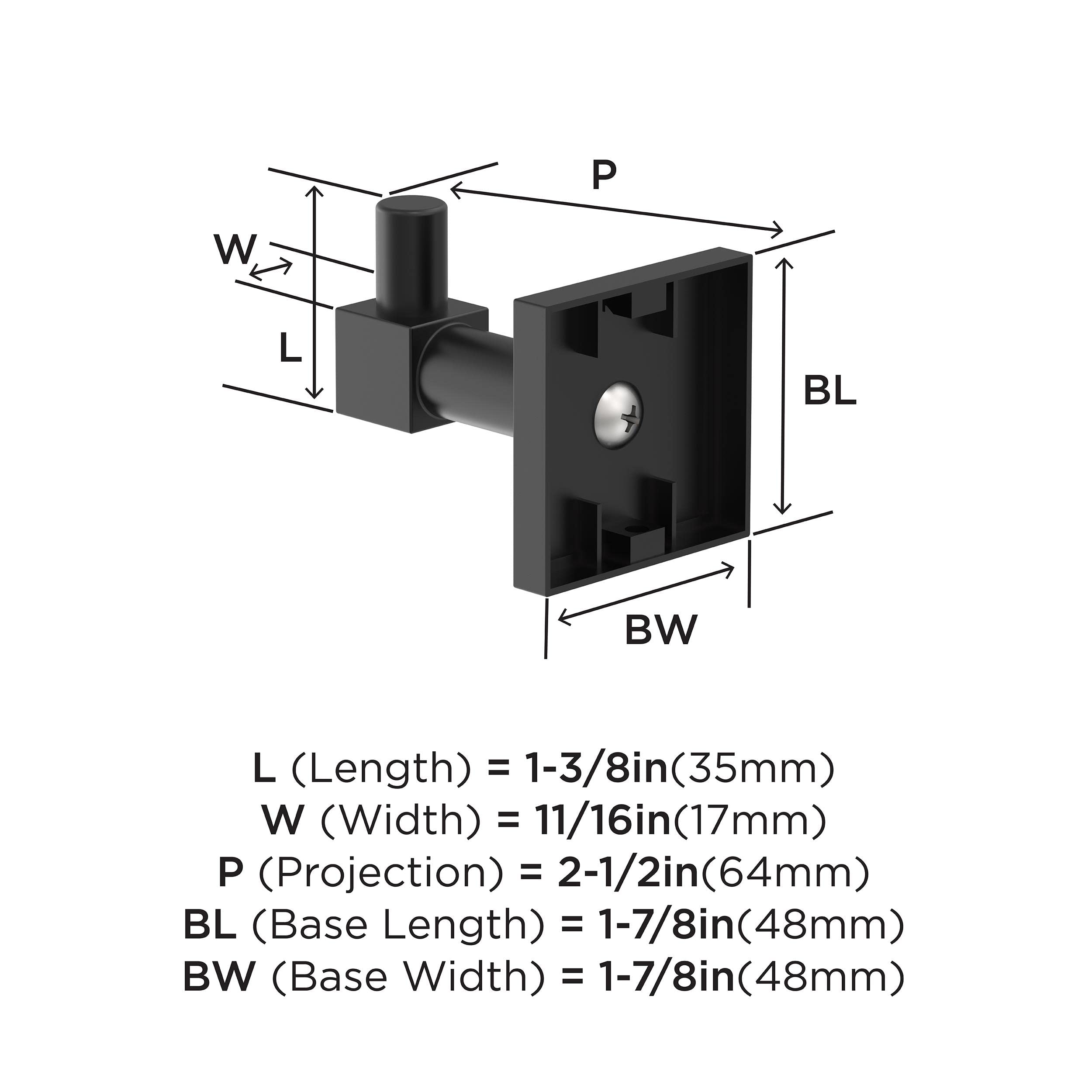 Amerock BH36070MB Matte Black Single Robe Hook - 1-7/8 Inch (48mm) Bathroom Towel Holder - Durable Bath Accessory for Hanging Robes, Towels & Clothes - Perfect for Bathroom, Spa, Locker Room & Home Decor