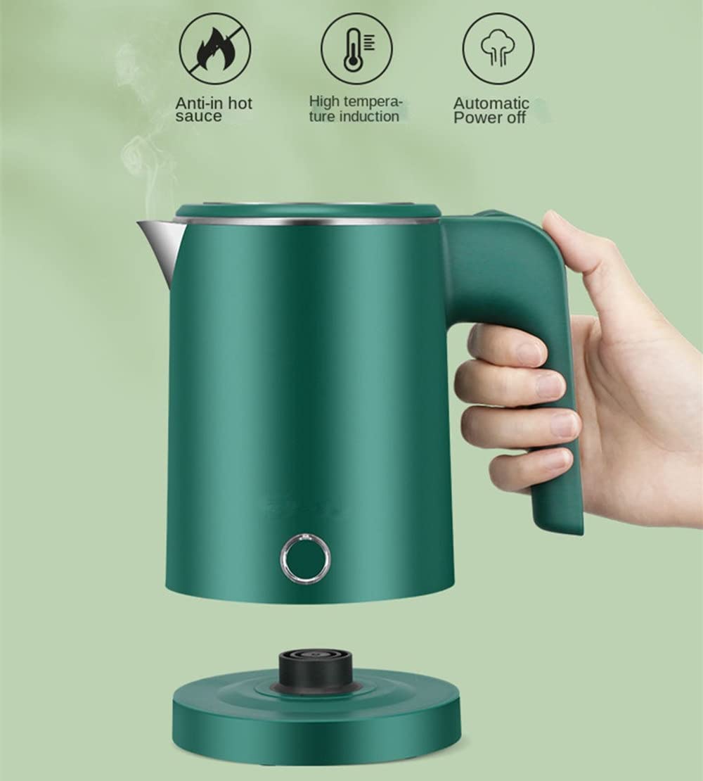 Stainless Steel Electric Kettle 0.6L - Mini Portable Travel Tea Kettle & Hot Water Boiler - Fast Heating for Camping, Office, Hotel & Business Travel - Compact & Lightweight (Green) - Perfect for Tea, Coffee, Instant Noodles & Baby Formula Preparation