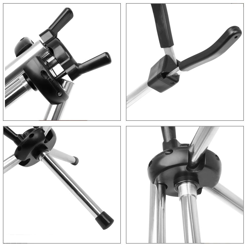 Portable Foldable Alto Saxophone Stand - Stainless Steel Sax Holder with Adjustable Height & Leather Carrying Bag - Perfect for Home, Studio & Travel Use