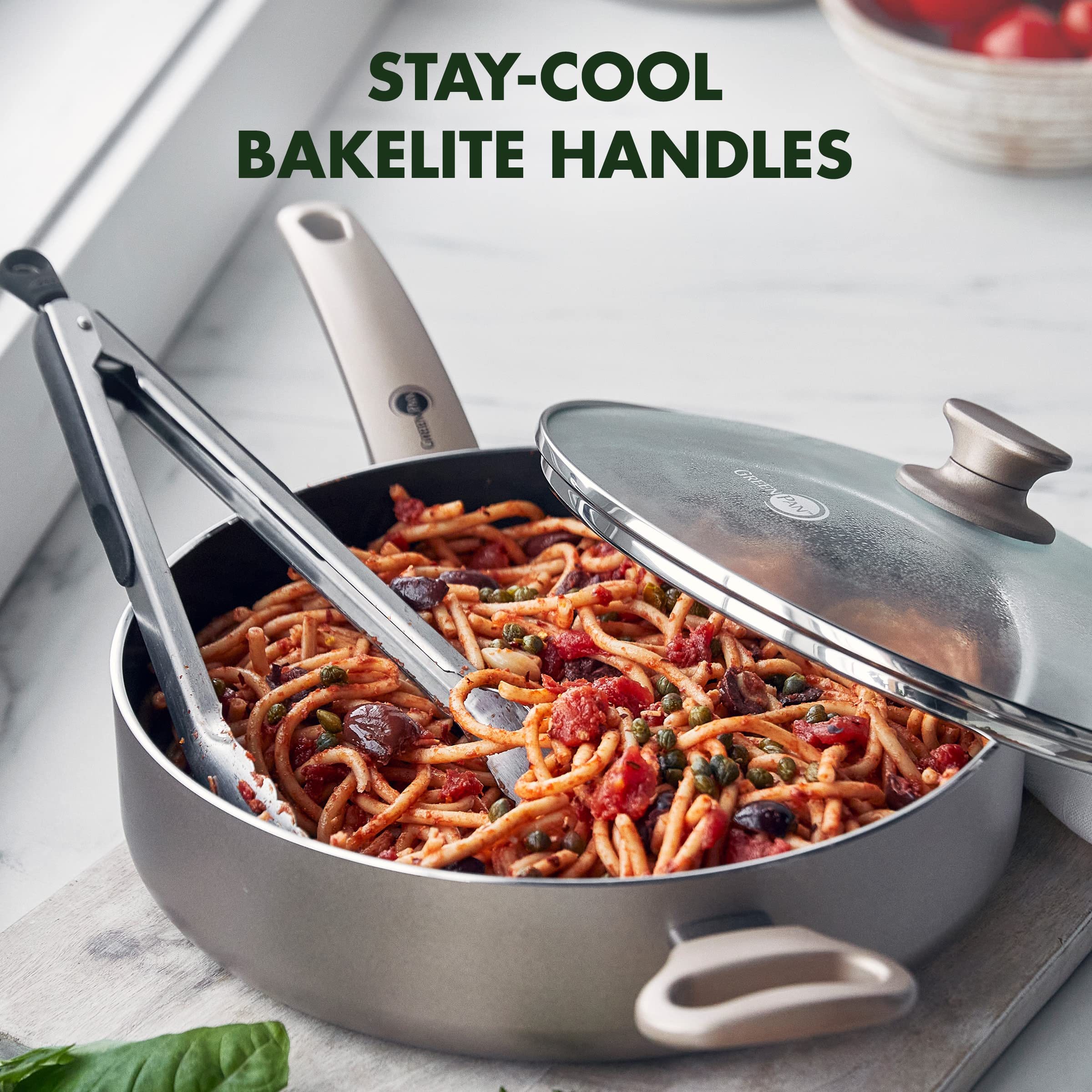 GreenPan CC000791-001 Cambridge 10-Inch Healthy Ceramic Nonstick Fry Pan - PFOA-Free, Induction Compatible, Oven & Dishwasher Safe Sauté Pan with Glass Lid - Bronze Cookware for Healthy Cooking & Frying at Home