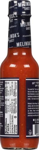 Melinda’s Ghost Pepper Hot Sauce - Extra Spicy Gourmet Hot Sauce with Bhut Jolokia, Habanero, Carrot & Garlic - 5oz Bottle (1 Pack) | Perfect for Wings, Tacos, Burgers & Spicy Food Lovers