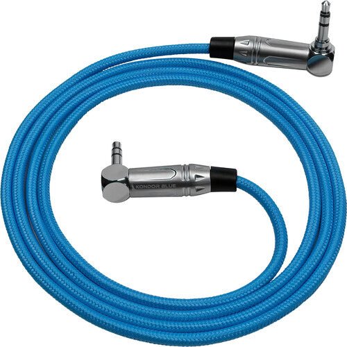 Kondor Blue 3.5mm Right Angle TRS Stereo Audio Cable (48 Inch) - High Quality Balanced Audio Connector for Studio Recording, DJ Equipment & Professional Audio Systems