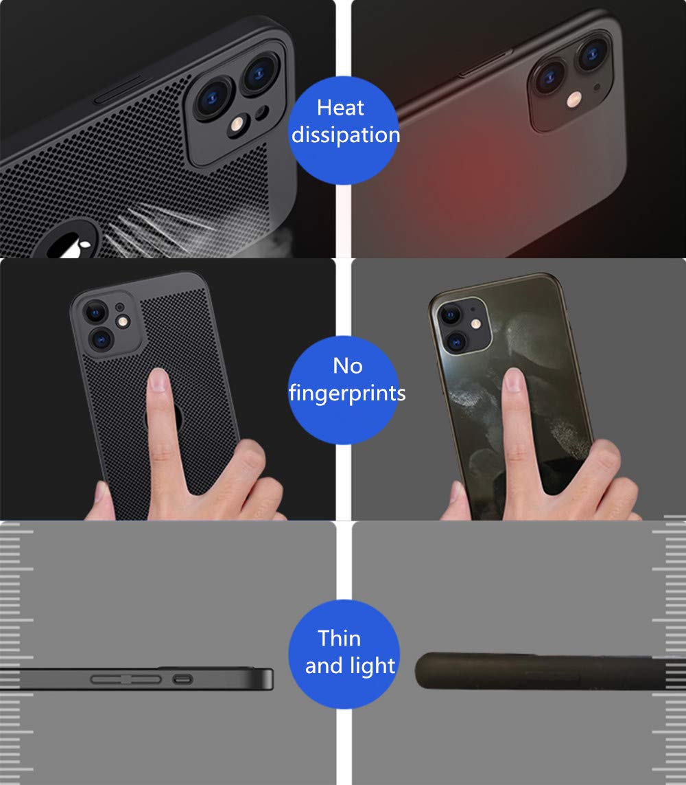 Ultra-Thin Slim Fit iPhone 12 Pro Max Case - Breathable & Heat Dissipating Protective Cover with Skin-Touch Feel for iPhone 12 Pro Max 6.7 inch (2020) - Perfect for Daily Use, Work & Outdoor Activities - Black