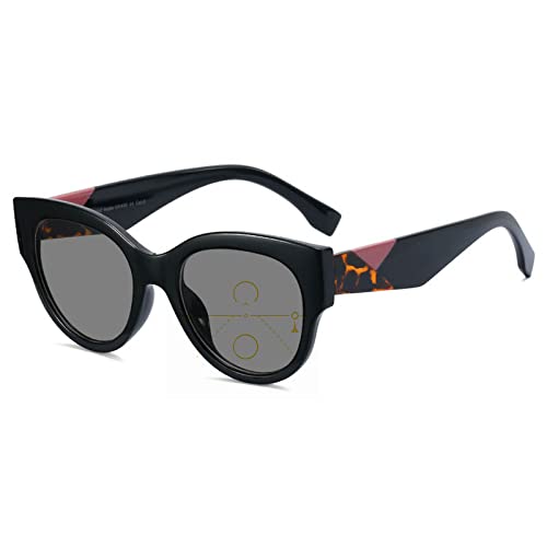 Progressive Multifocal Cat Eye Glasses with Photochromic Transition Lenses - Reading & Distance Dual Use Sunglasses for Women - Perfect for Driving, Reading & Outdoor Activities