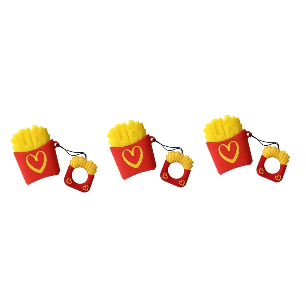 Artibetter 3-Piece French Fries Keychain Earphone Case - Cute Earbuds Protective Holder for AirPods, Headphones & Wireless Earbuds | Perfect for Travel, Gym & Daily Use