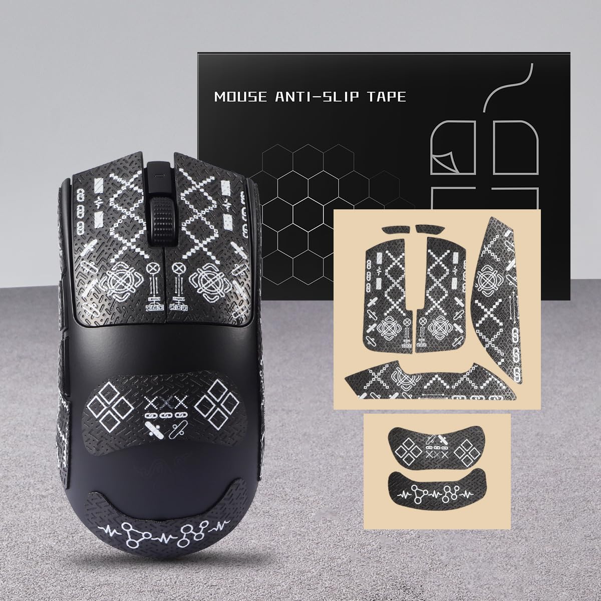 Razer Viper V3 Pro Mouse Grip Tape - Anti-Slip, Sweat-Resistant Pre-Cut Stickers | Self-Adhesive Gaming Mouse Accessories (Custom Printing Patterns) | Perfect for Esports, FPS & MOBA Gaming