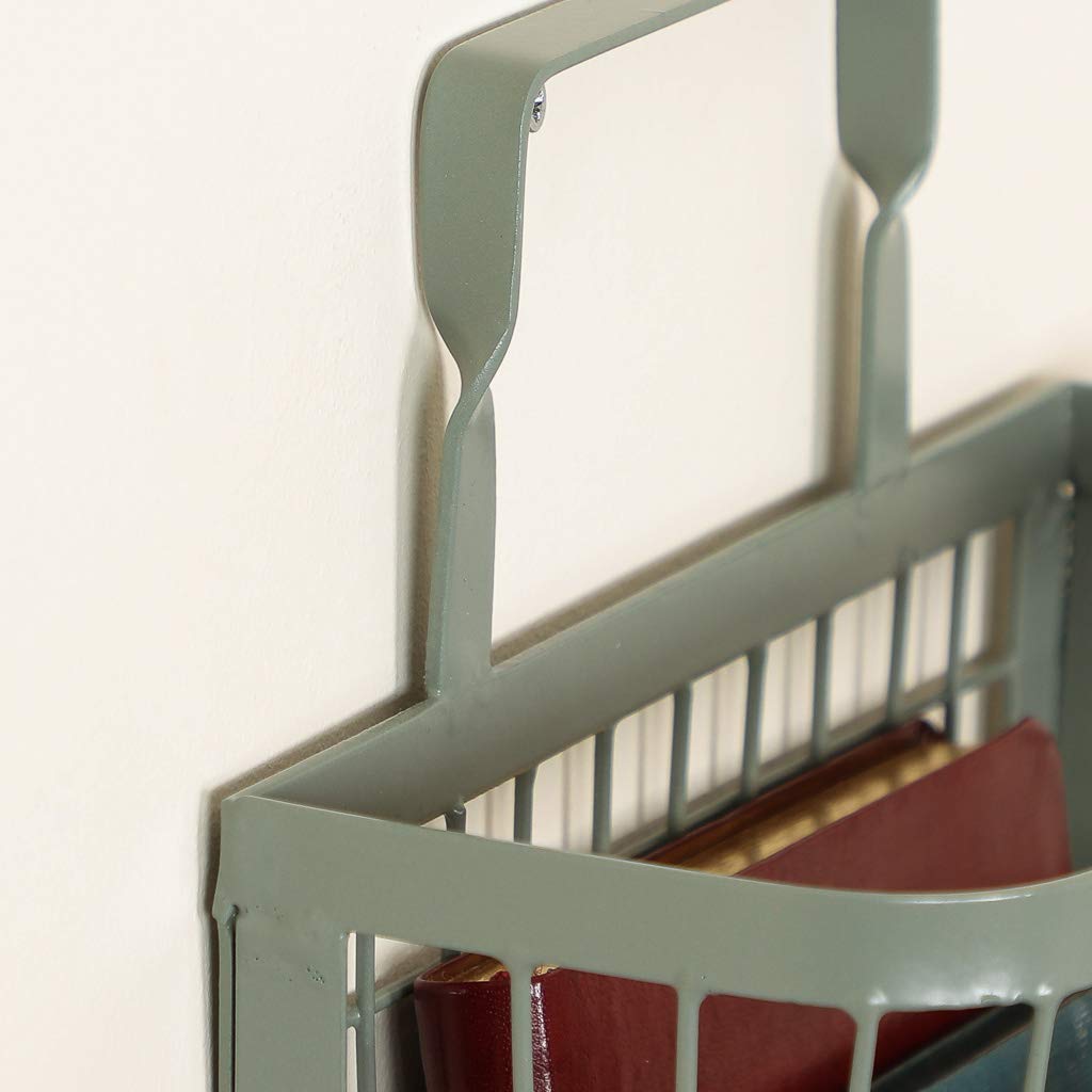 Dibor Wall Mounted Magazine Rack - Green Hanging Storage Basket for Books, Newspapers & Organizing - Perfect for Living Room, Bedroom or Office (Y483)