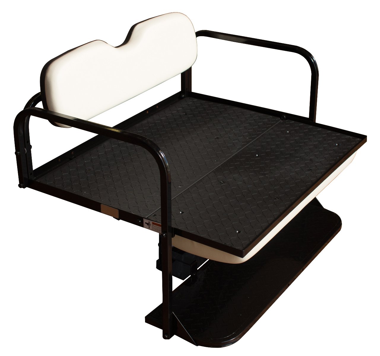 Performance Plus Carts EZGO TXT Golf Cart Rear Flip Seat Kit - Folding Steel Frame Back Seat with White Cushions | Compatible with 1994.5-Up Models | Perfect for Golf Courses, Camping & Outdoor Adventures