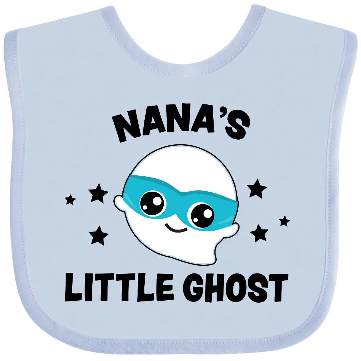 Inktastic Cute Nana's Little Ghost with Stars Baby Bib - Adorable Halloween Bib for Babies & Toddlers, Soft & Absorbent, Perfect for Feeding Time & Holiday Photos