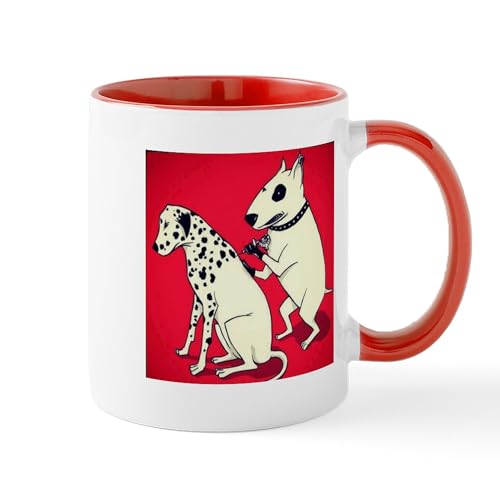 White/Red Inside - Dalmatian Getting Some Ink Mugs
