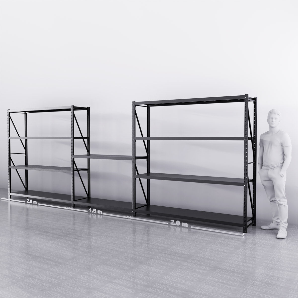 5.5m x 2m x 0.5m Heavy Duty Industrial Shelving Unit with Workstation - 1500KG Capacity for Warehouse Storage & Organization