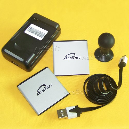 5-in-1 Accessory Kit: 2X 1950mAh Batteries, Travel Charger, Micro USB Cable & Stand Holder for Huawei Premia 4G M931 (MetroPCS) - Perfect for Travel, Work & Emergency Phone Charging in USA