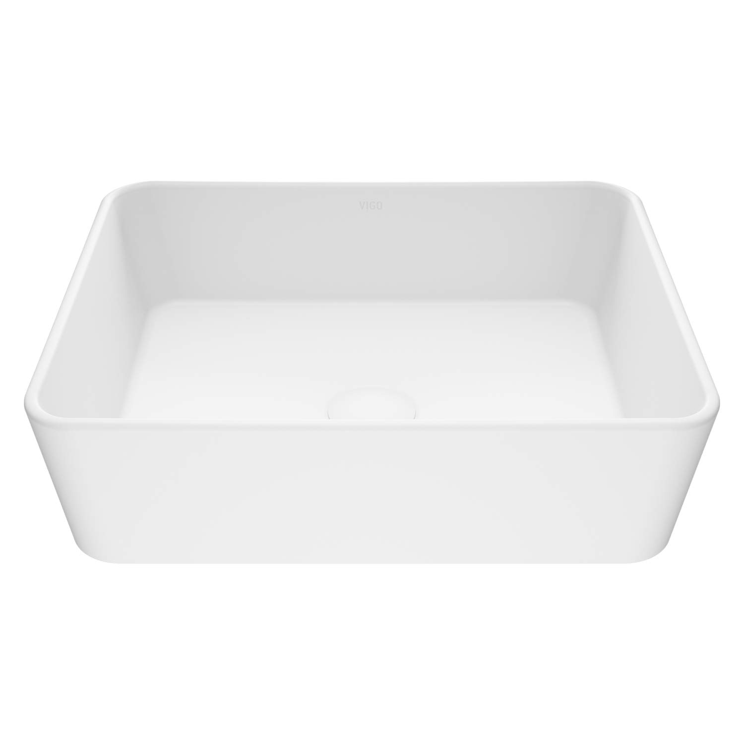 VIGO Matte White Rectangular Vessel Bathroom Sink - 18