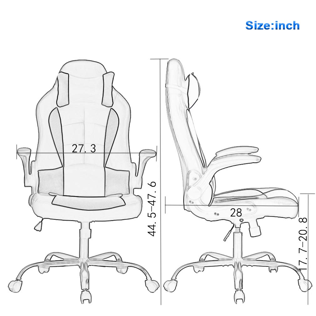 Ergonomic Gaming Chair - PU Leather Racing Style PC & Office Desk Chair with Lumbar Support, Flip-Up Arms & Headrest - Swivel Rolling Computer Chair for Adults (Camo Design) - Perfect for Gaming, Working & Home Office