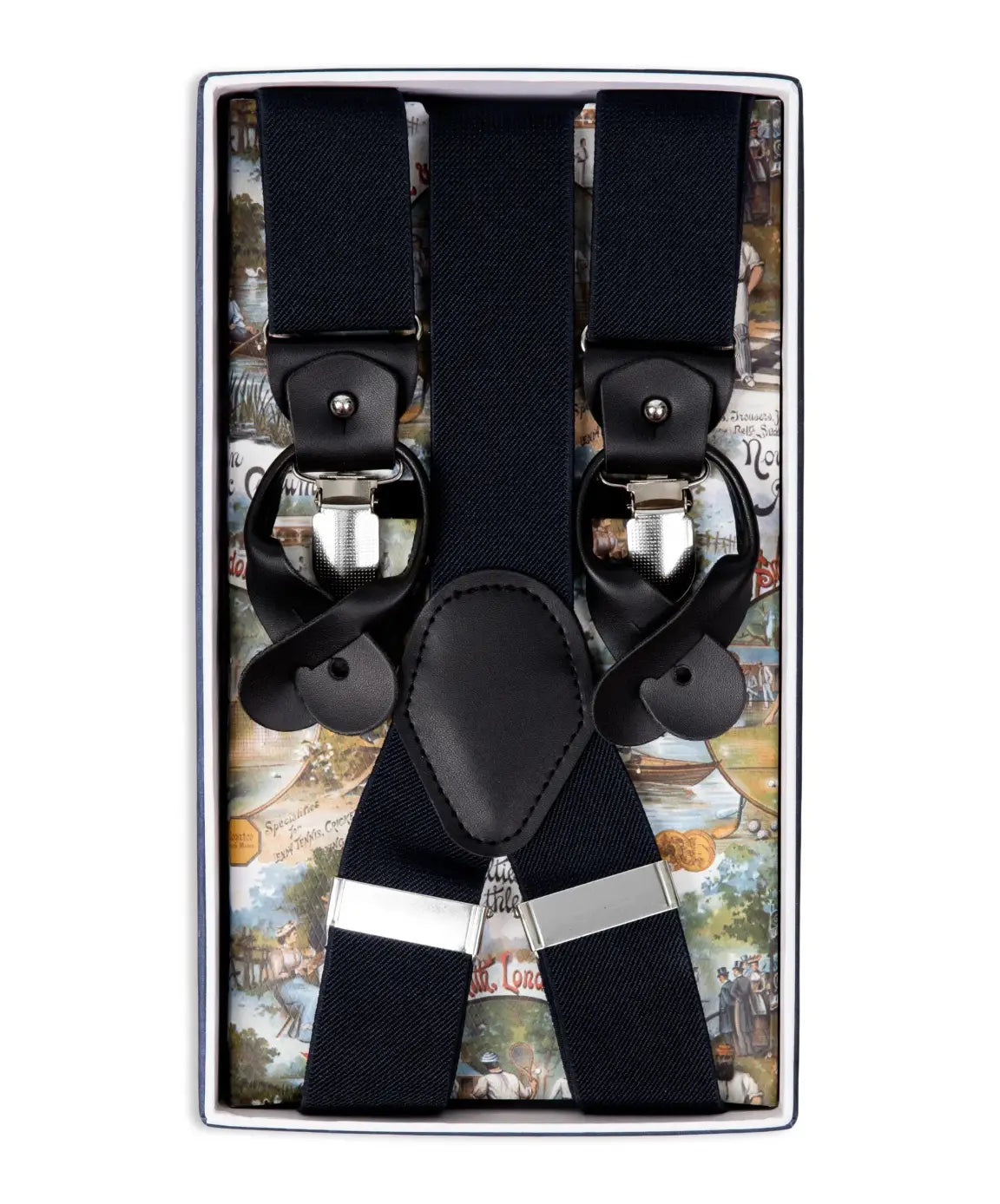 LA Smith Men's Black Y-Shape Suspenders - Stylish & Adjustable for Formal Wear, Business Attire & Vintage Outfits