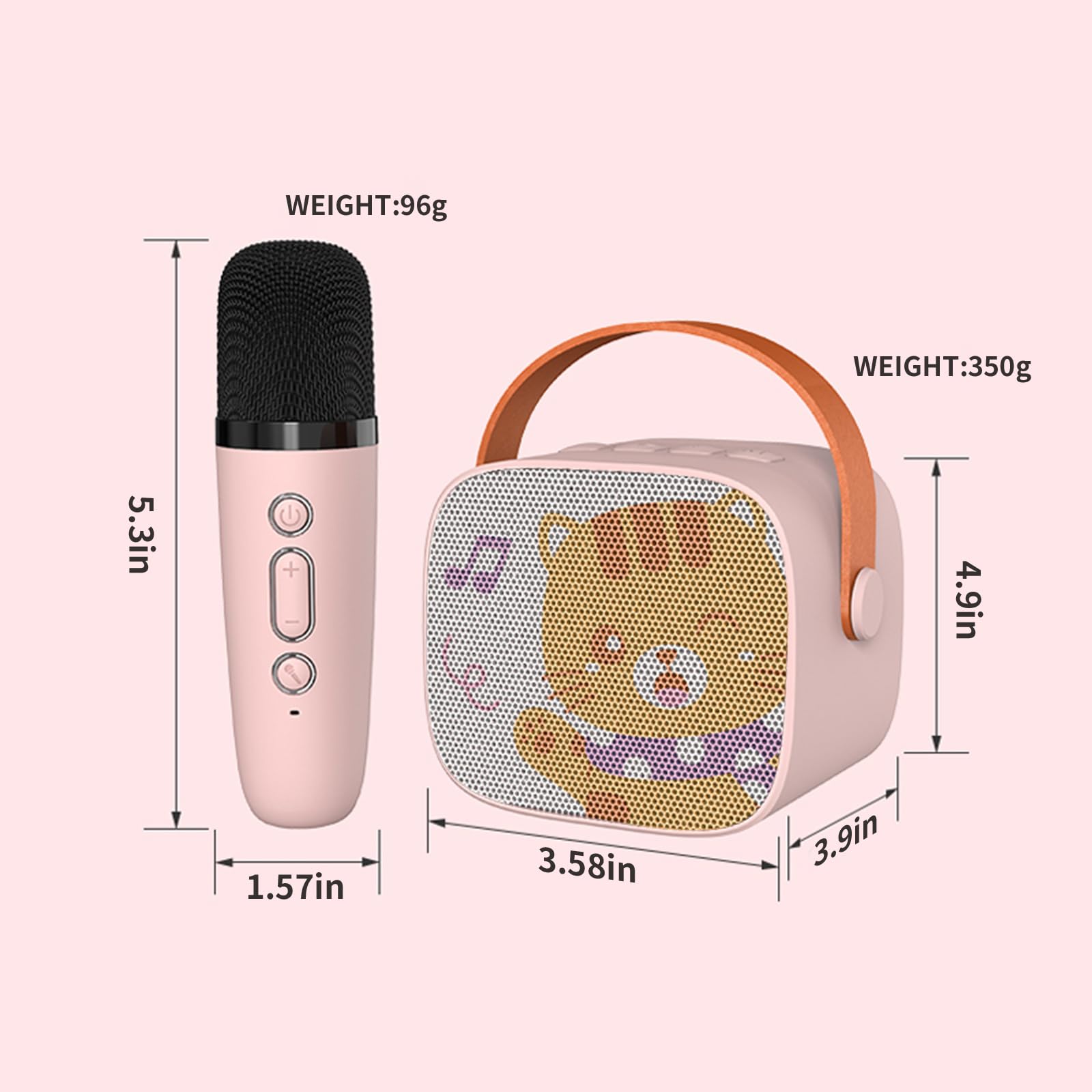 Portable Bluetooth Karaoke Machine for Kids with Wireless Microphone - Pink Cat Design | Kids Music Player Toy for Boys & Girls Ages 3-8+ | Perfect for Birthday Gifts, Home Singing & Party Entertainment
