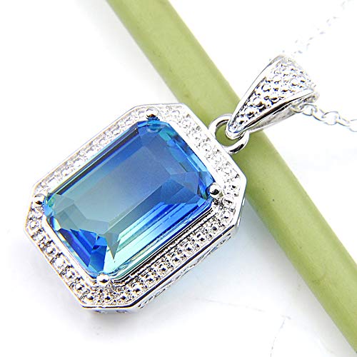 Stunning Rectangle Mystic Tourmaline Gemstone Silver Pendant Necklace for Women | Elegant Jewelry Gift for Her | Perfect for Parties, Weddings & Everyday Wear