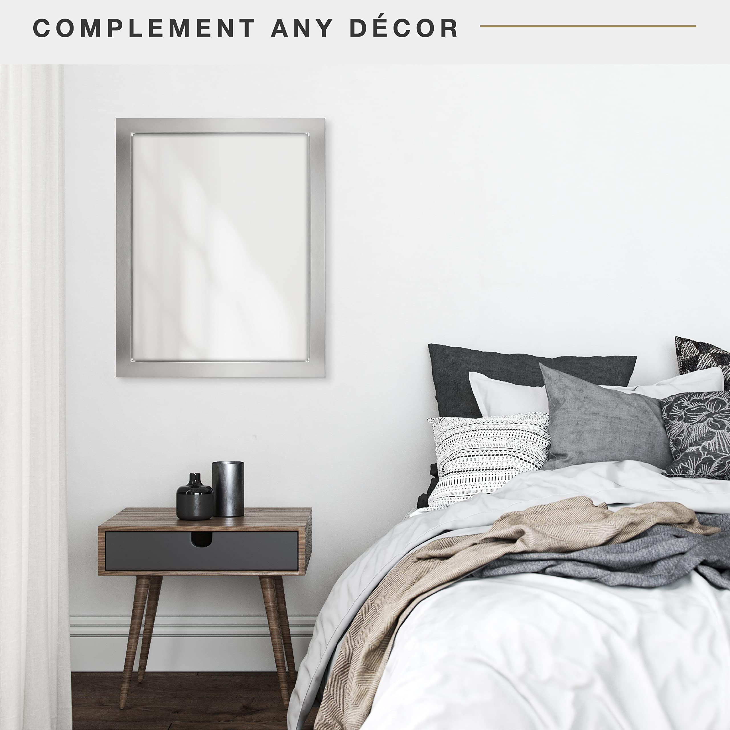 MCS 27.4x33.4 Inch Thin Gallery Wall Large Mirror - Silver Vertical & Horizontal Hanging Mirror for Bathroom, Bedroom & Living Room Decor - Perfect for Vanity, Entryway & Home Styling