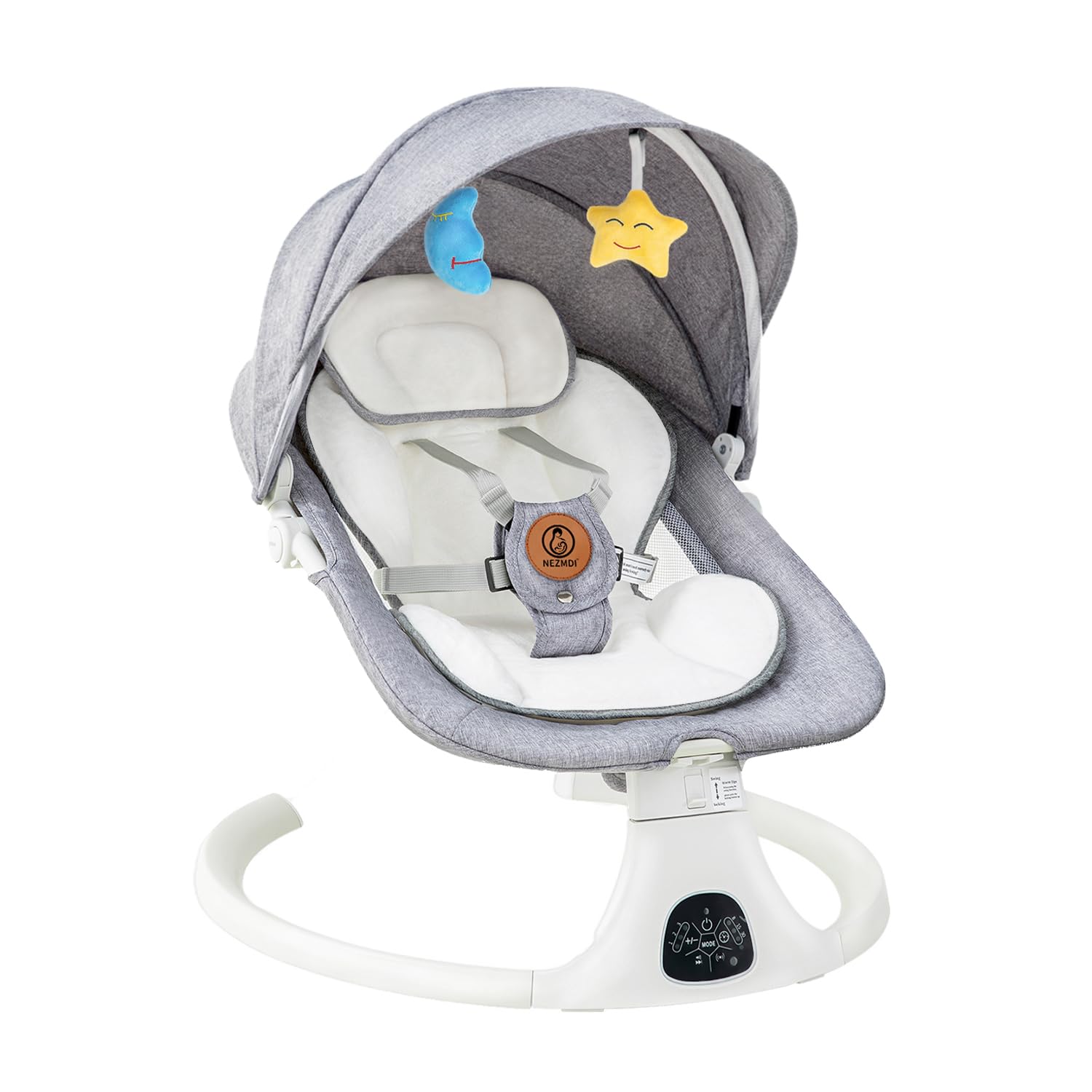 Electric Baby Swing and Bouncer with Remote Control - 5 Speed Levels, 3 Adjustable Seat Positions, Breathable Mesh for Infants to Toddlers (0-36 Months) - Indoor & Outdoor Portable Rocker for Nursery, Travel, and Playtime - Gray