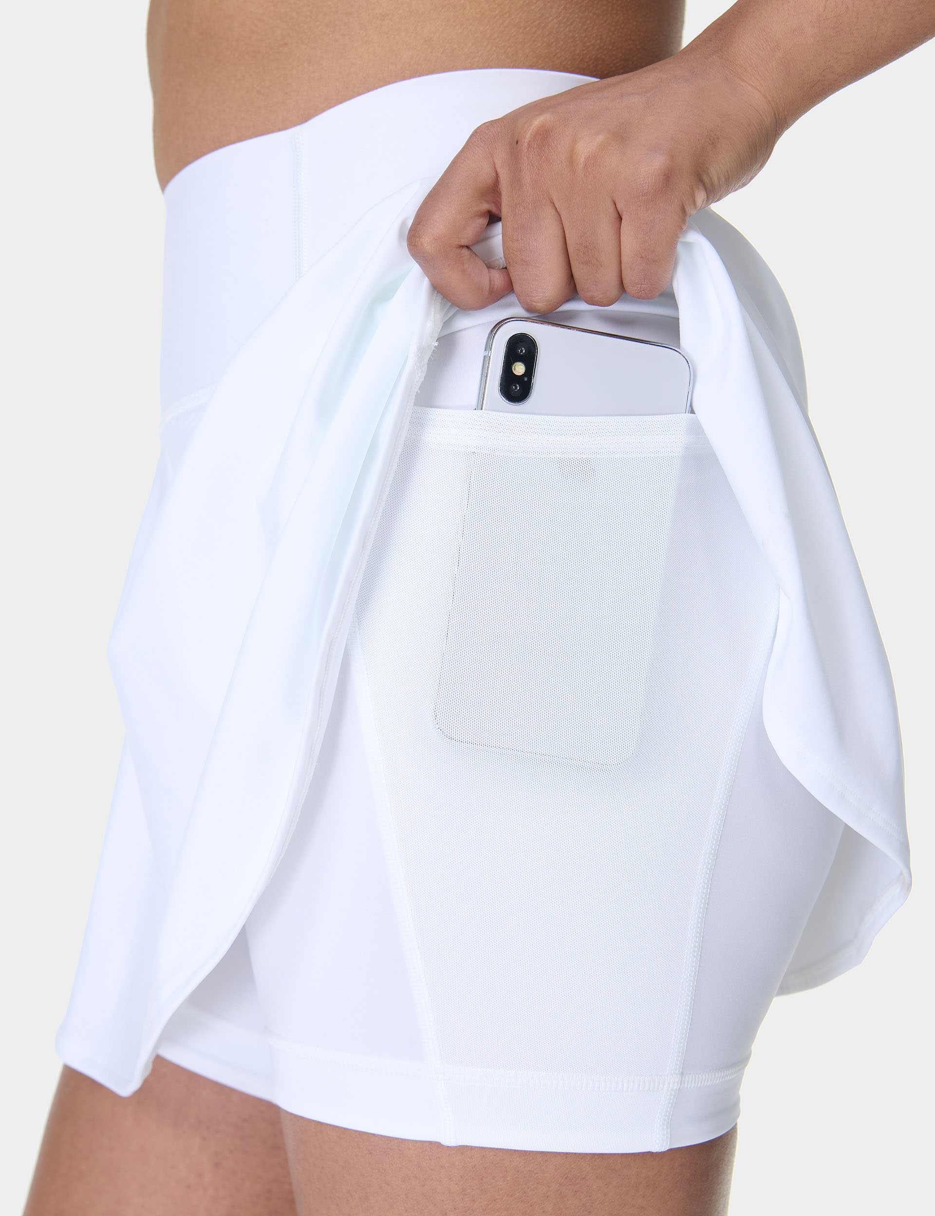 Power Skort for Women - High Waist White Tennis Skirt with Built-in Shorts | Perfect for Running, Yoga, and Gym Workouts
