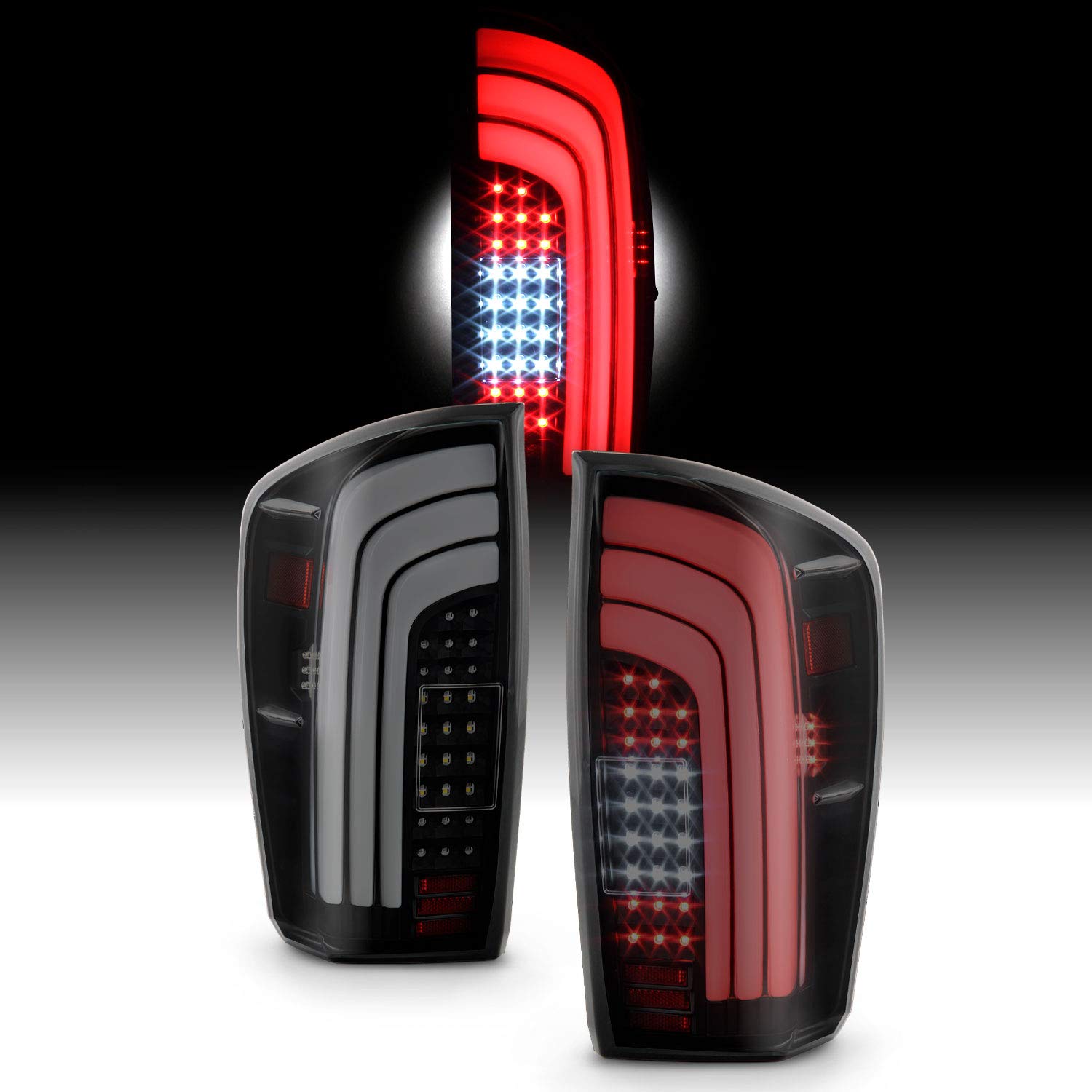 AKKON Full LED Black Smoked Tail Lights for 2016-2022 Toyota Tacoma Crew/Extended Cab - Sequential Turn Signal & Brake Lamp - Upgrade Your Truck's Style & Safety for Night Driving & Off-Road Adventures
