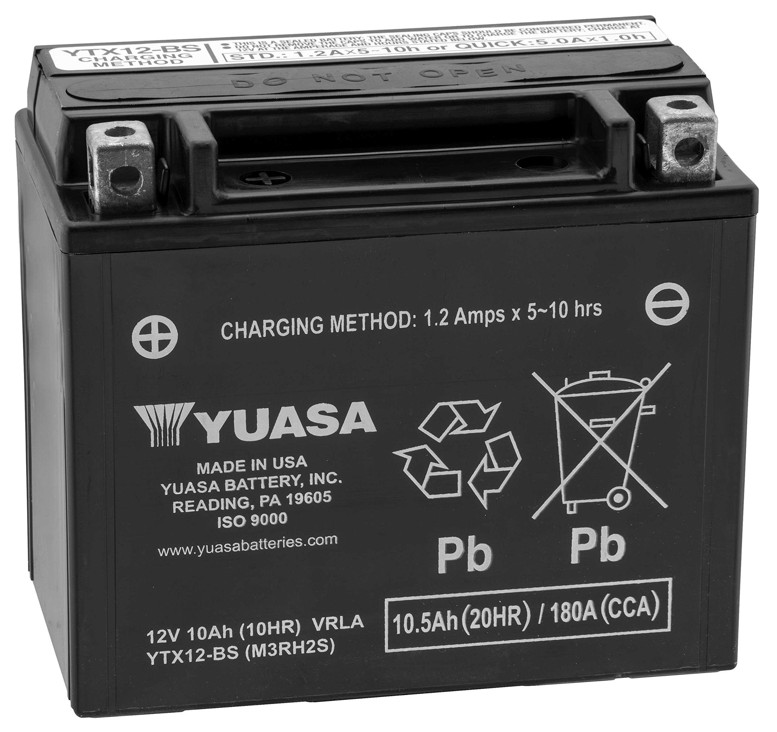 Yuasa YTX12-BS Motorcycle Battery - High Performance, Maintenance-Free, AGM Technology - Perfect for Honda, Yamaha, Suzuki & Kawasaki Bikes - Ideal for Street Bikes, Cruisers & ATVs