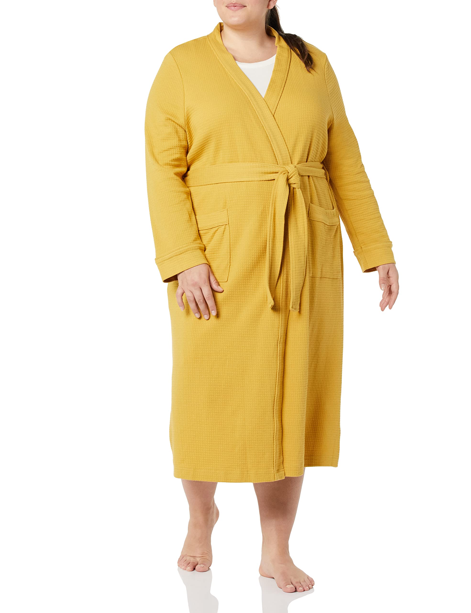 Amazon Essentials Women's Lightweight Waffle Full-Length Robe - Soft & Cozy Bathrobe for Lounge & Spa Days (Plus Size Available) - Perfect for Relaxing at Home, Morning Coffee & Self-Care Routines
