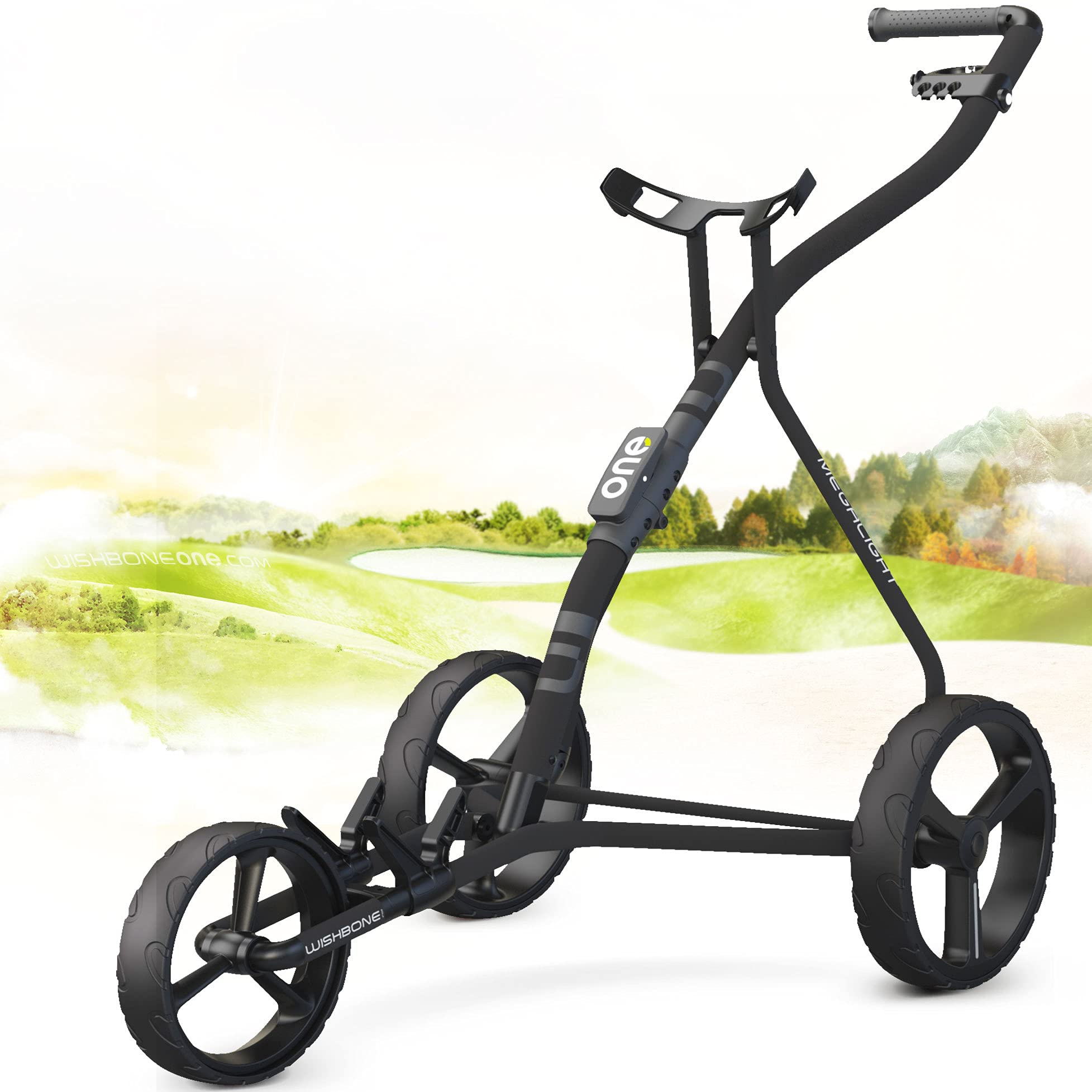 Lightweight Golf Push Cart with Wishbone Design - Premium Materials & Ergonomic for Easy Maneuvering | Perfect for Golf Courses, Driving Ranges & Outdoor Practice Sessions