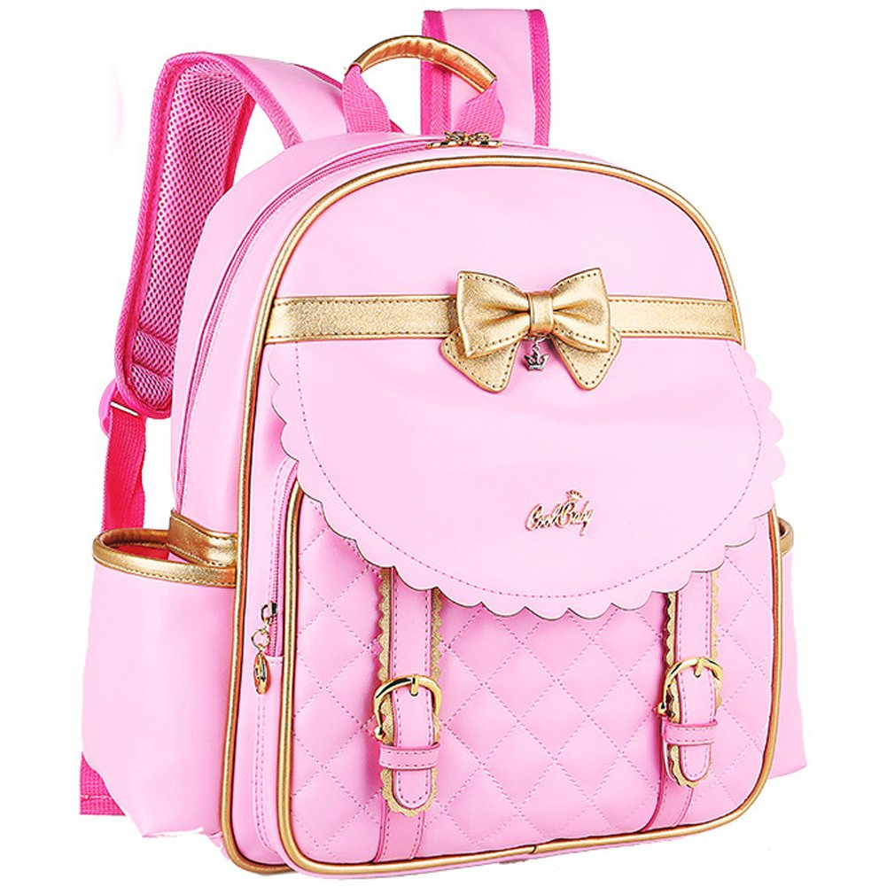 Waterproof PU Princess Backpack for Girls - Cute Elementary School Bookbag for Kids, Perfect for School, Travel & Daily Use