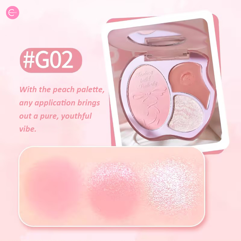 GOGOTALES 3-in-1 Blush Highlighter Palette - Natural Glow Makeup Set for Cheeks, Contour & Highlighting | Perfect for Everyday Wear & Special Occasions
