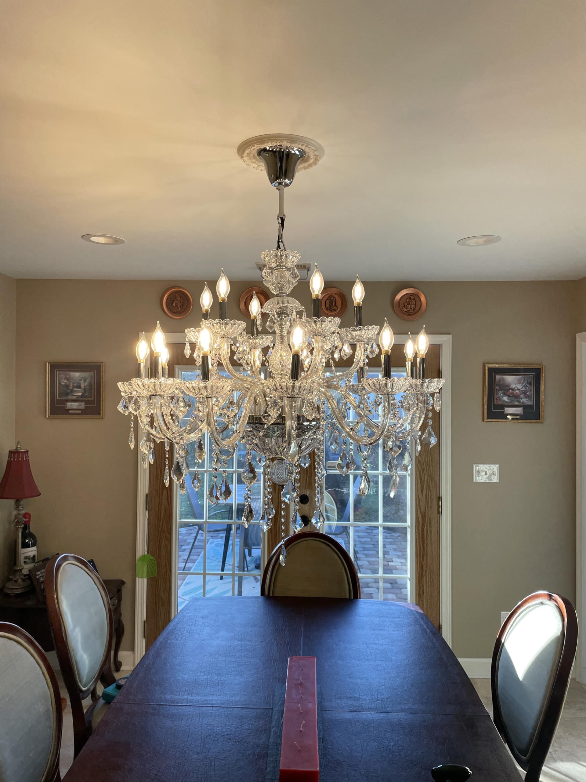 HungGwun 18-Light K9 Crystal Chandelier - Modern Luxury Candle Pendant Ceiling Lamp - 37x30 Inch Clear Glass Lighting Fixture for Dining Room, Bedroom, Living Room, Kitchen, Hallway & Entryway - Perfect for Weddings, Home Decor & Luxury Interior Design