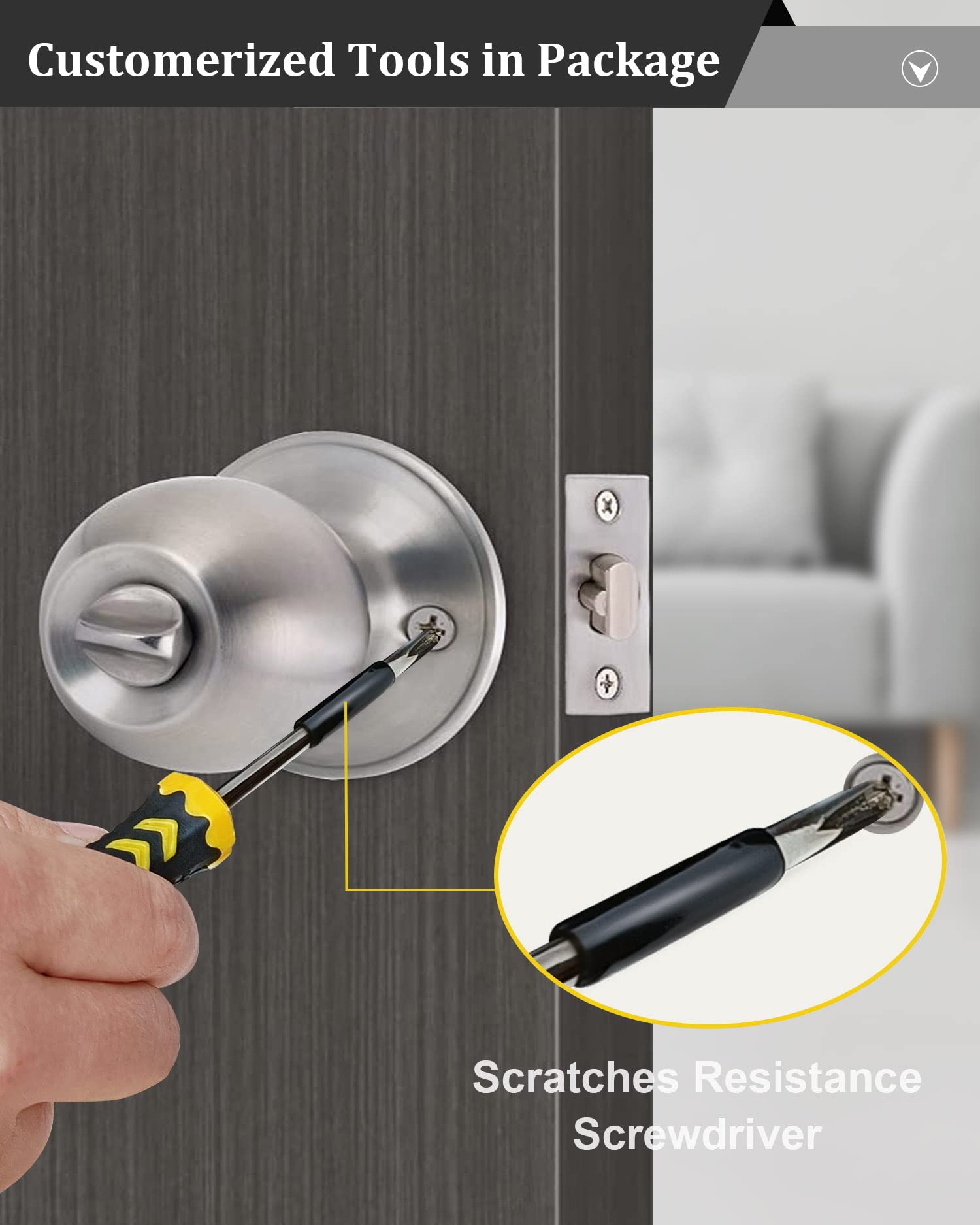 2 Sets Keyed Alike Entry Door Knob & Deadbolt Combo Set - Satin Nickel Round Exterior Door Knobs with Lock & Keys for Front Door Security - Perfect for Home, Apartment & Office Entrance Protection