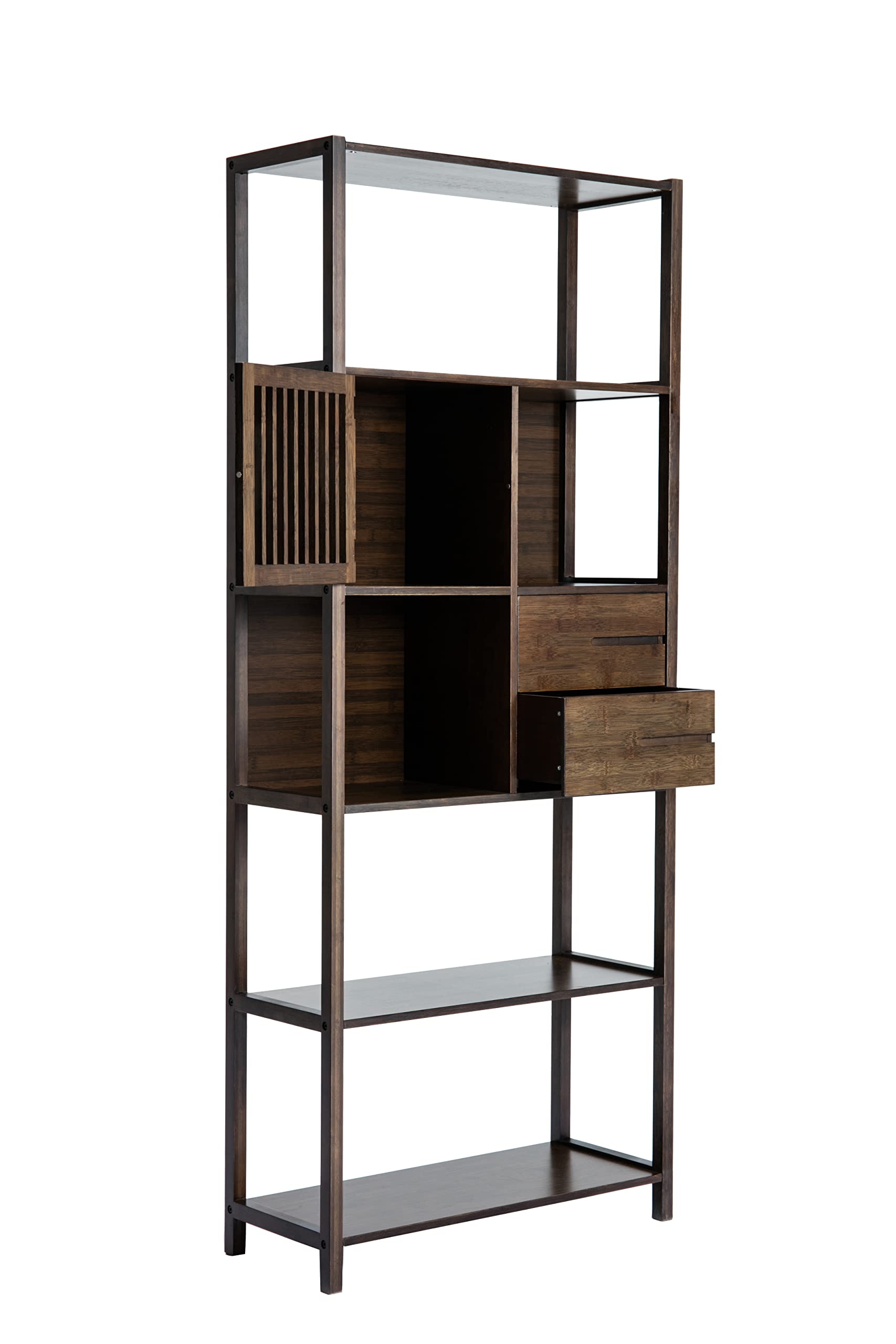 Boraam Selma Left Bookcase in Cappuccino - Stylish Wooden Bookshelf for Living Room, Bedroom & Office Storage