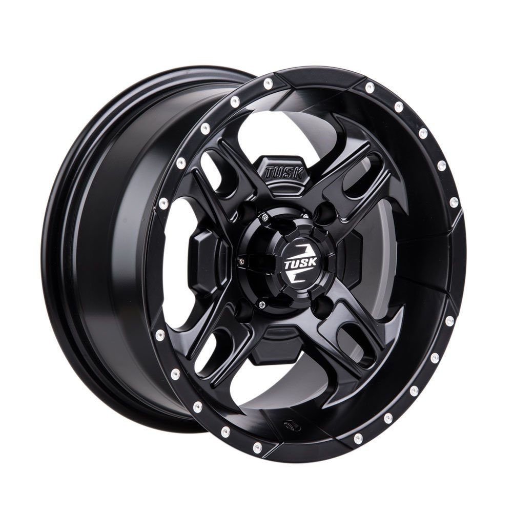 4/137 Tusk Beartooth 14x7 5.0 + 2.0 Matte Black ATV Wheels for CAN-AM Outlander L Max 570 (2016) - Durable Off-Road Wheels for Mud, Trail & Adventure Riding