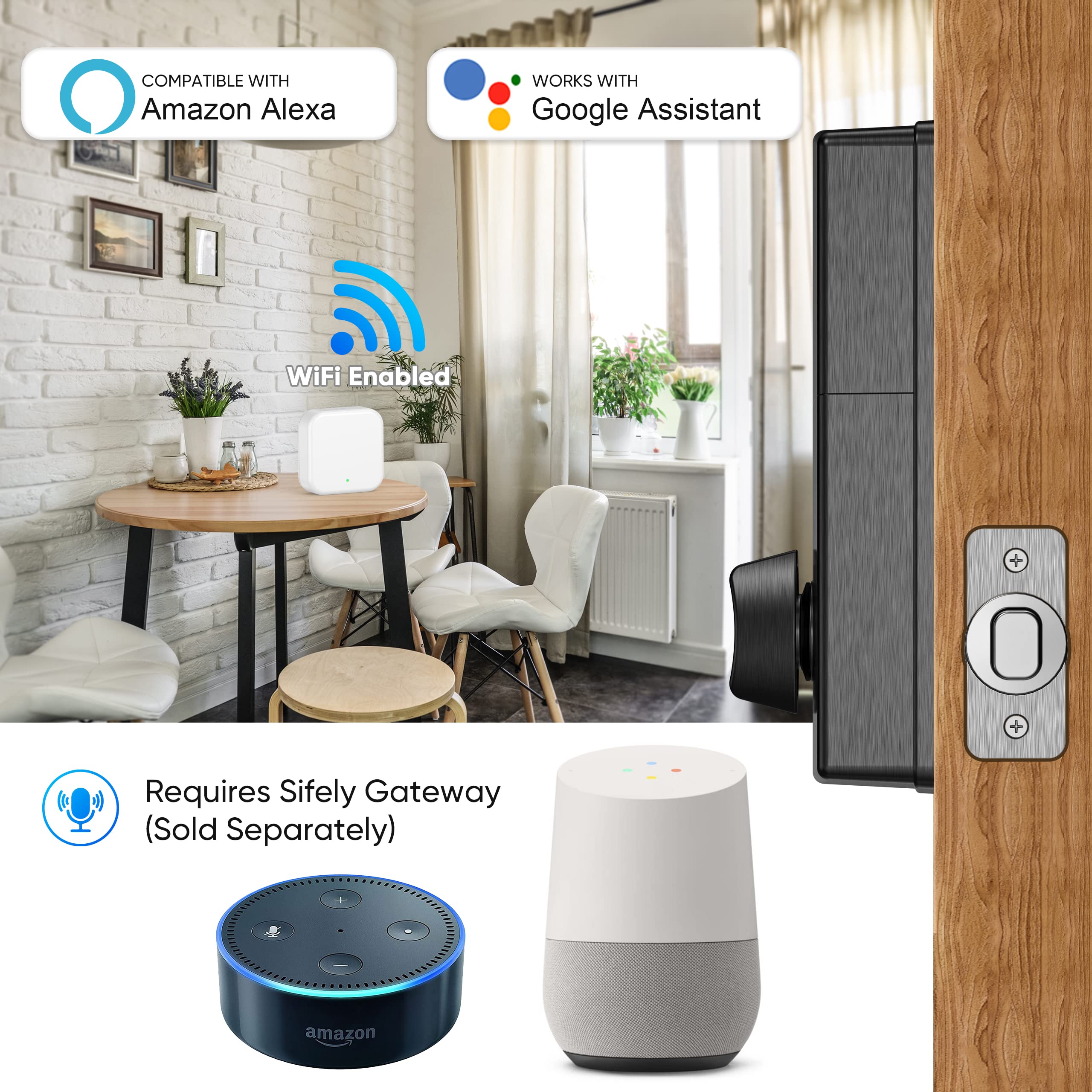 Sifely Smart Lock - Keyless Entry Deadbolt with Keypad & Fob Support | WiFi Enabled Smart Door Lock for Home Security | Perfect for Apartments, Rentals & Smart Homes