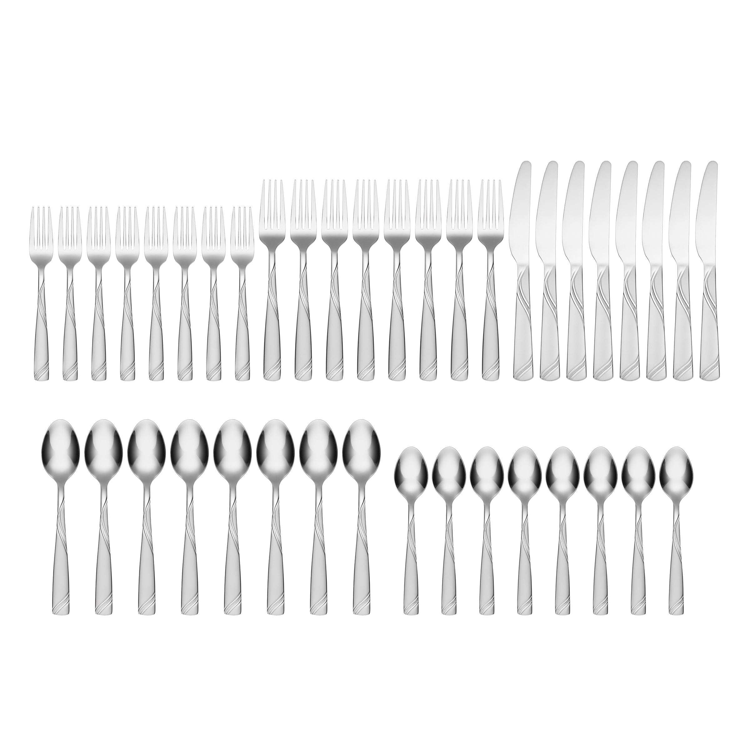 Tabitha 40-Piece Stainless Steel Flatware Set with Chrome Storage Caddy - Elegant Cutlery for Dining, Parties, and Everyday Use