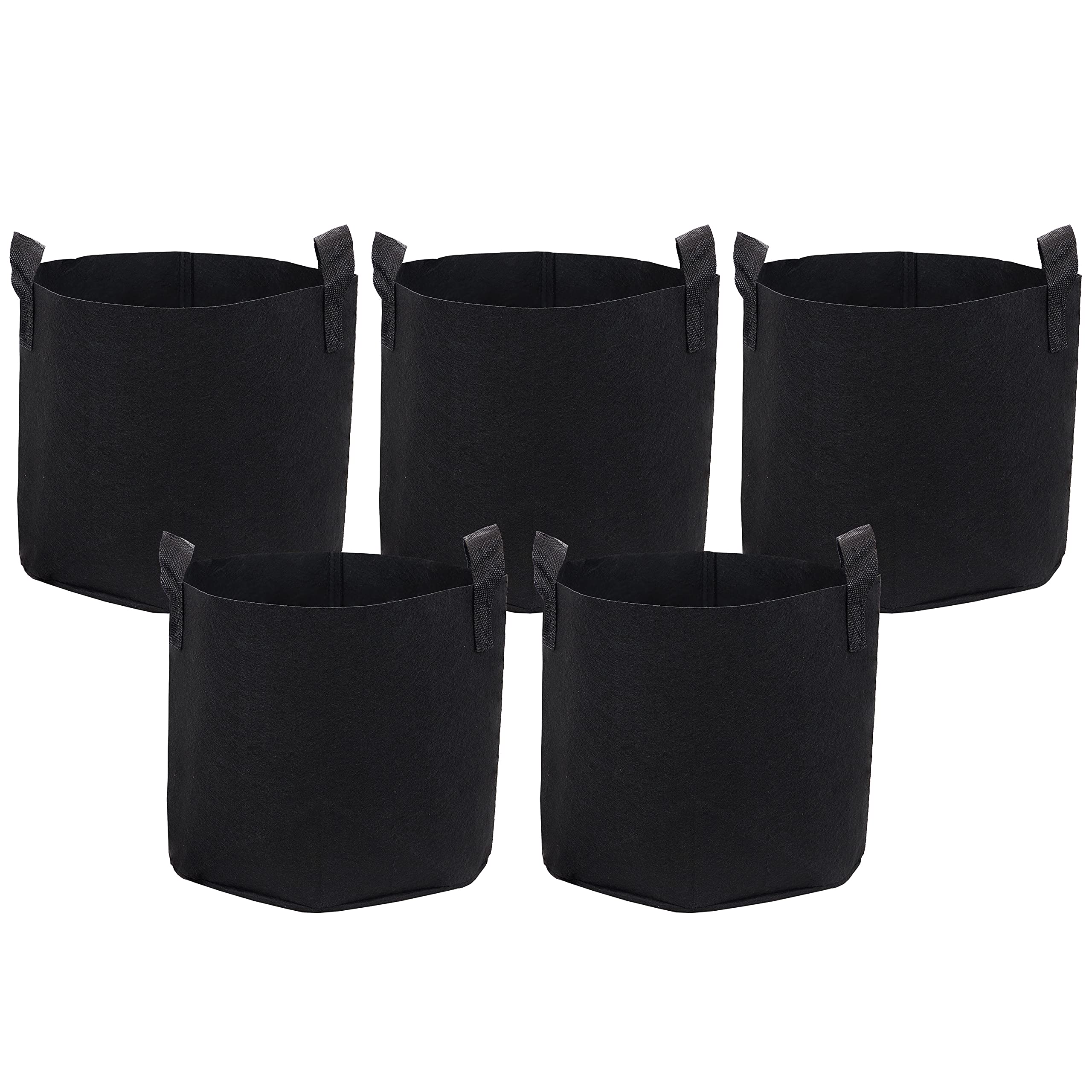 5-Pack 3-Gallon Garden Grow Bags for Vegetables & Plants - Heavy Duty 300 GSM Non-Woven Polypropylene Fabric with Handles - Perfect for Indoor/Outdoor Gardening, Urban Farming & Container Planting